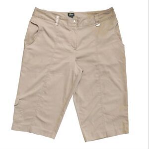 Bette & Court Beige Tanya Fit Swing Bermuda Golf Shorts Plussize 14